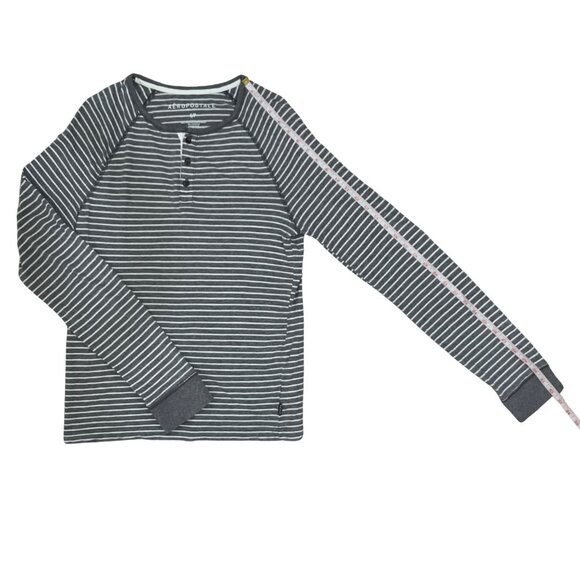 Aeropostale Women's Gray Striped Henley Long Sleeve Top Sz S Casual Classic - Picture 8 of 10